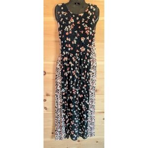 J. Jill Maxi Dress L Cottagecore Boho Floral Mixed Print Relaxed Summer Beach